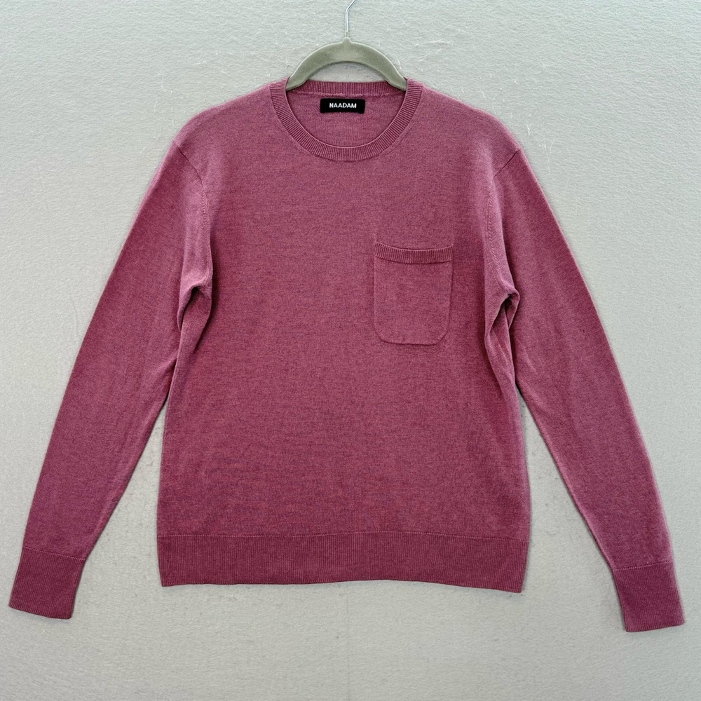 NAADAM -women’s Silk Cashmere crewneck lightweight sweater heather pink top SZ S